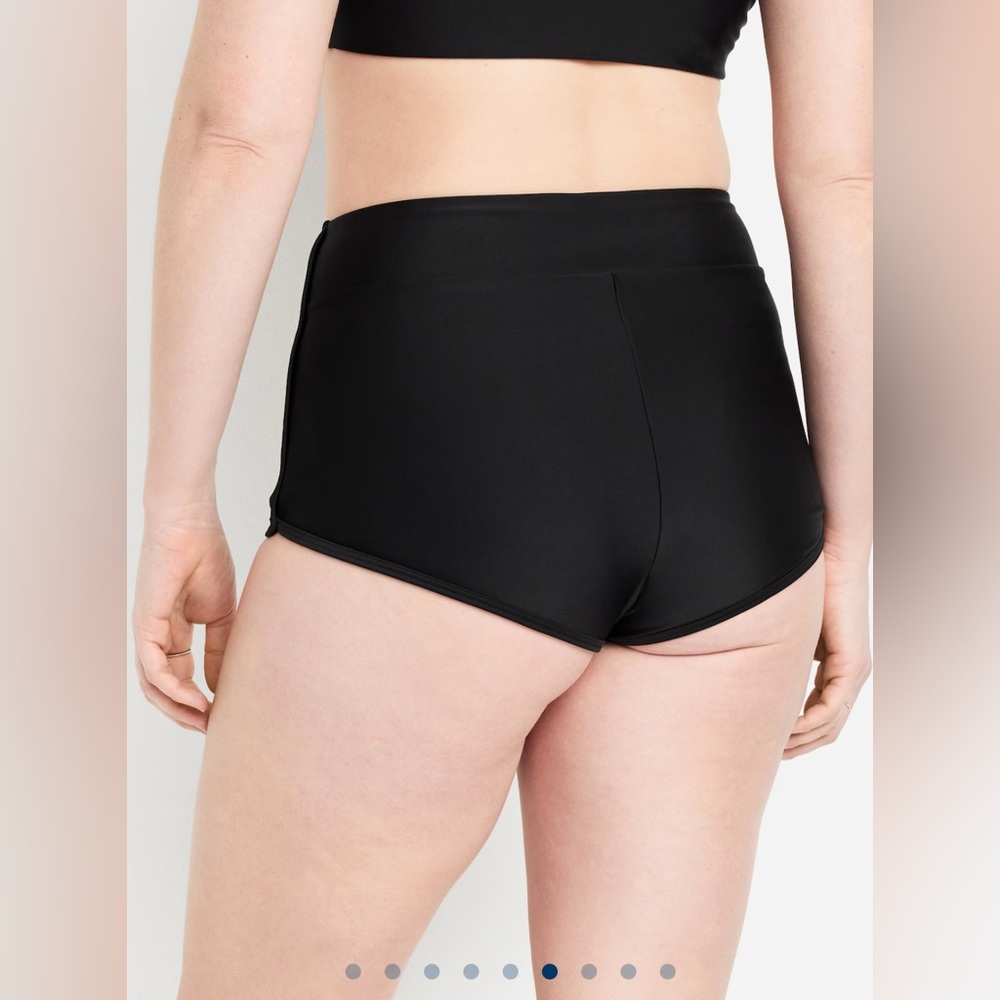 🆕 Old Navy Women’s High-Waisted Matte Swim Shorts Black L 12-14 - Picture 6 of 15